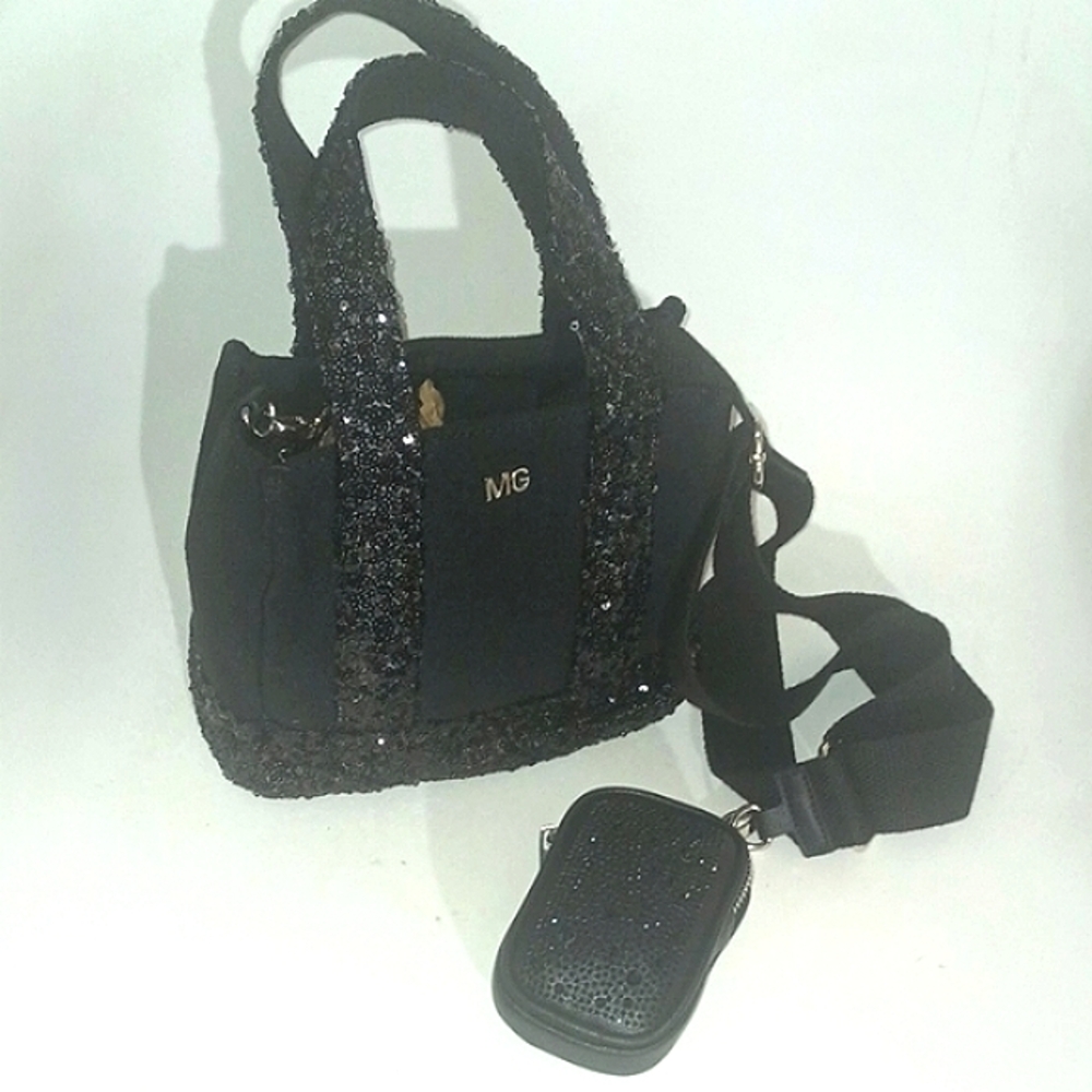 Steve Madden Black Sequin Women's Bag Set